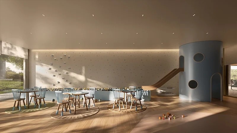 Espaço de convivência com luz natural